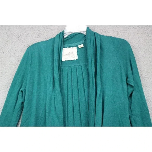 Anthropologie Angel of the North Green Open Cardigan-XS-Cashmere Blend-Pleats - Picture 2 of 10